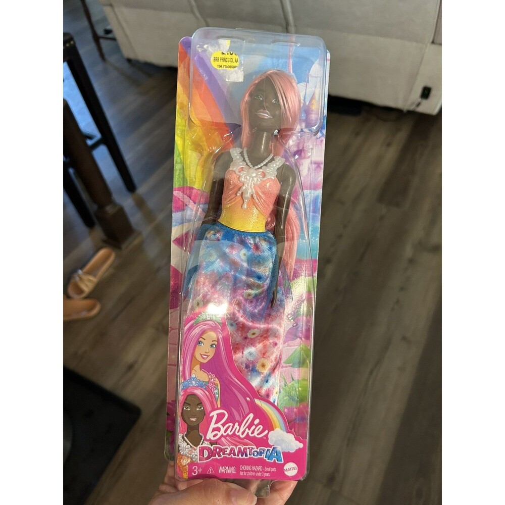 New Dreamtopia Barbie Doll Rainbow Princess African American Pink Hair